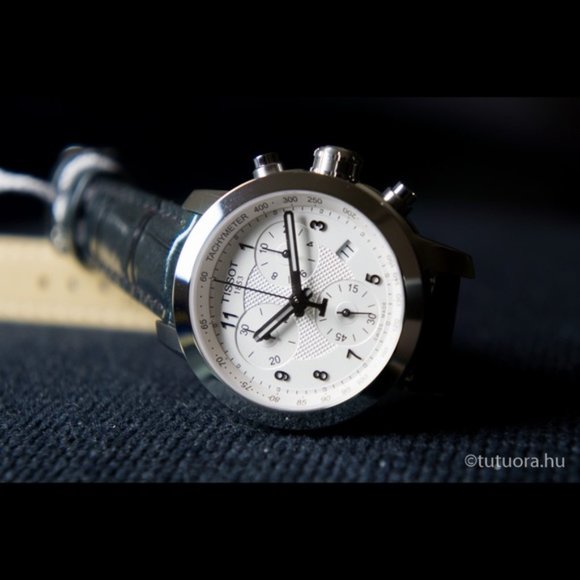 TISSOT PRC 200 CHRONOGRAPH WOMEN'S LEATHER WATCH - Picture 2 of 3